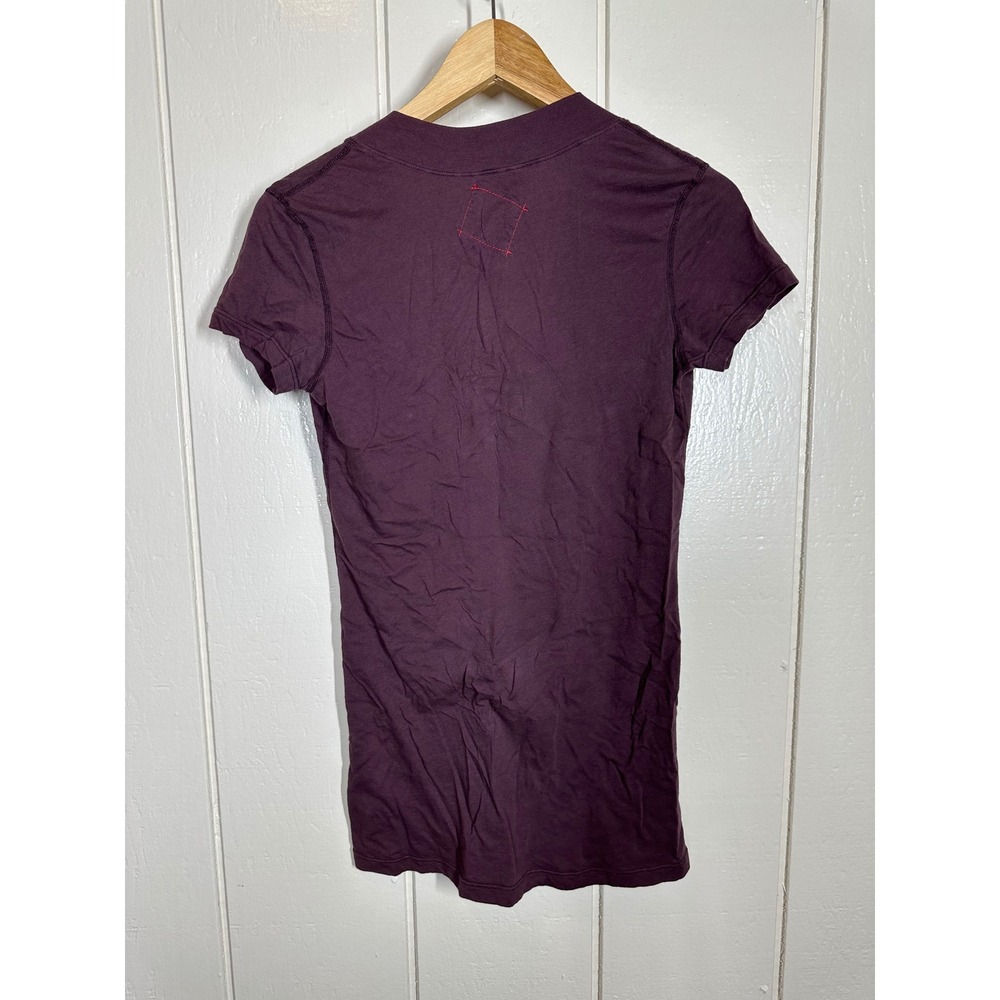 Daftbird T-Shirt Womens Medium Purple Deep V-Neck Short Sleeve Slim Fit Cotton - Picture 2 of 7